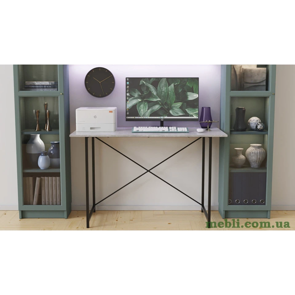 Стіл письмовий Line Лайт Ferrum-decor 750x1000x500 Чорний метал ДСП Бетон