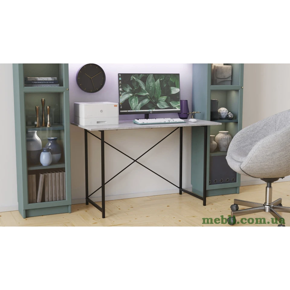 Стіл письмовий Line Лайт Ferrum-decor 750x1000x500 Чорний метал ДСП Бетон