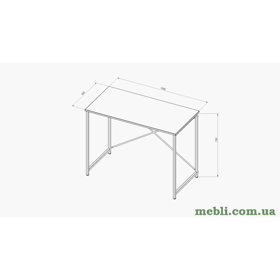 Стіл письмовий Line Лайт Ferrum-decor 750x1000x500 Чорний метал ДСП Білий