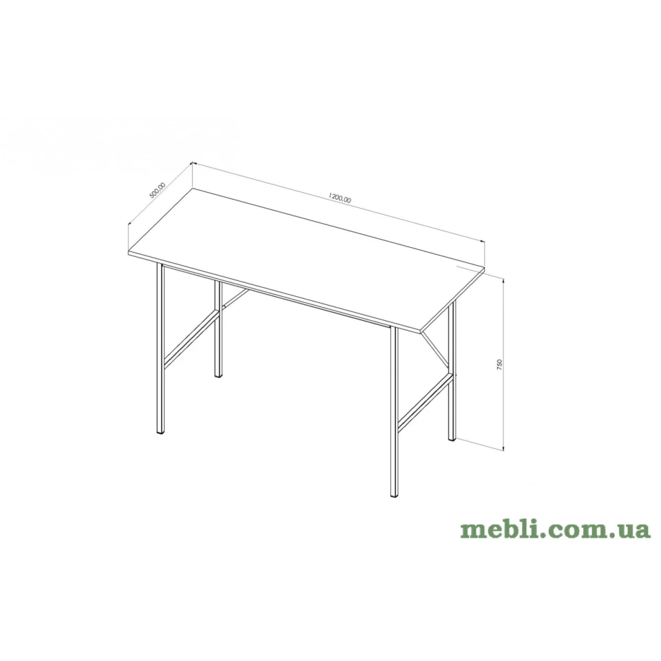 Стіл письмовий Line Тайм Ferrum-decor 750x1200x500 Чорний метал ДСП Венге Магія
