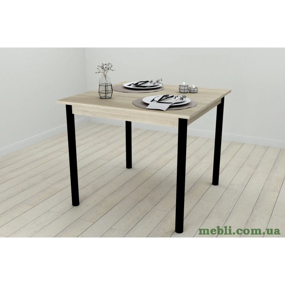 Кухонний стіл Ferrum-decor Агата 75x90x90 Чорний ДСП Сонома 16мм