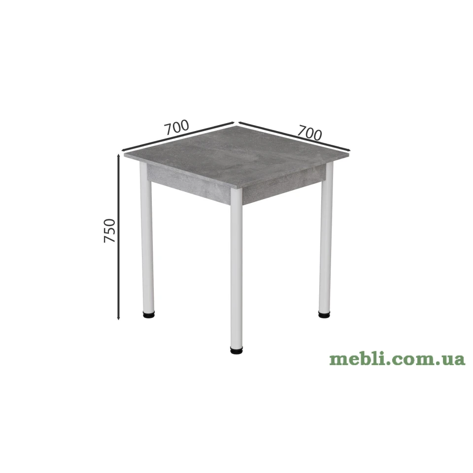 Стіл кухонний Ferrum-decor Агата 75x70x70 Білий ДСП Бетон 16мм