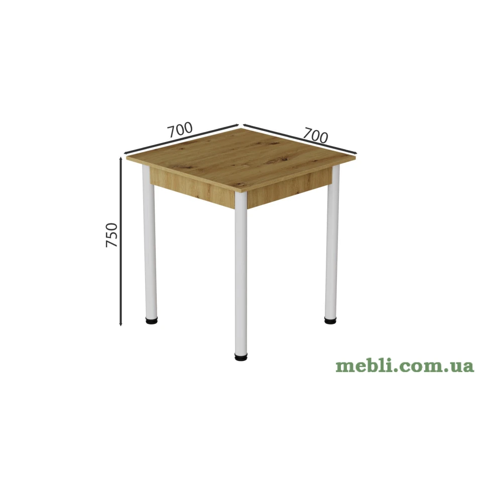 Стіл кухонний Ferrum-decor Агата 75x70x70 Білий ДСП Дуб Артизан 16мм