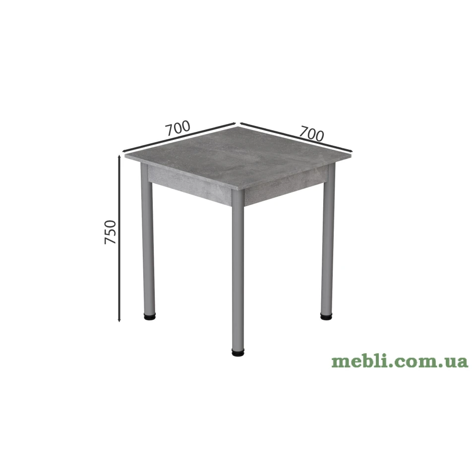 Стіл кухонний Ferrum-decor Агата 75x70x70 Сірий ДСП Бетон 16мм