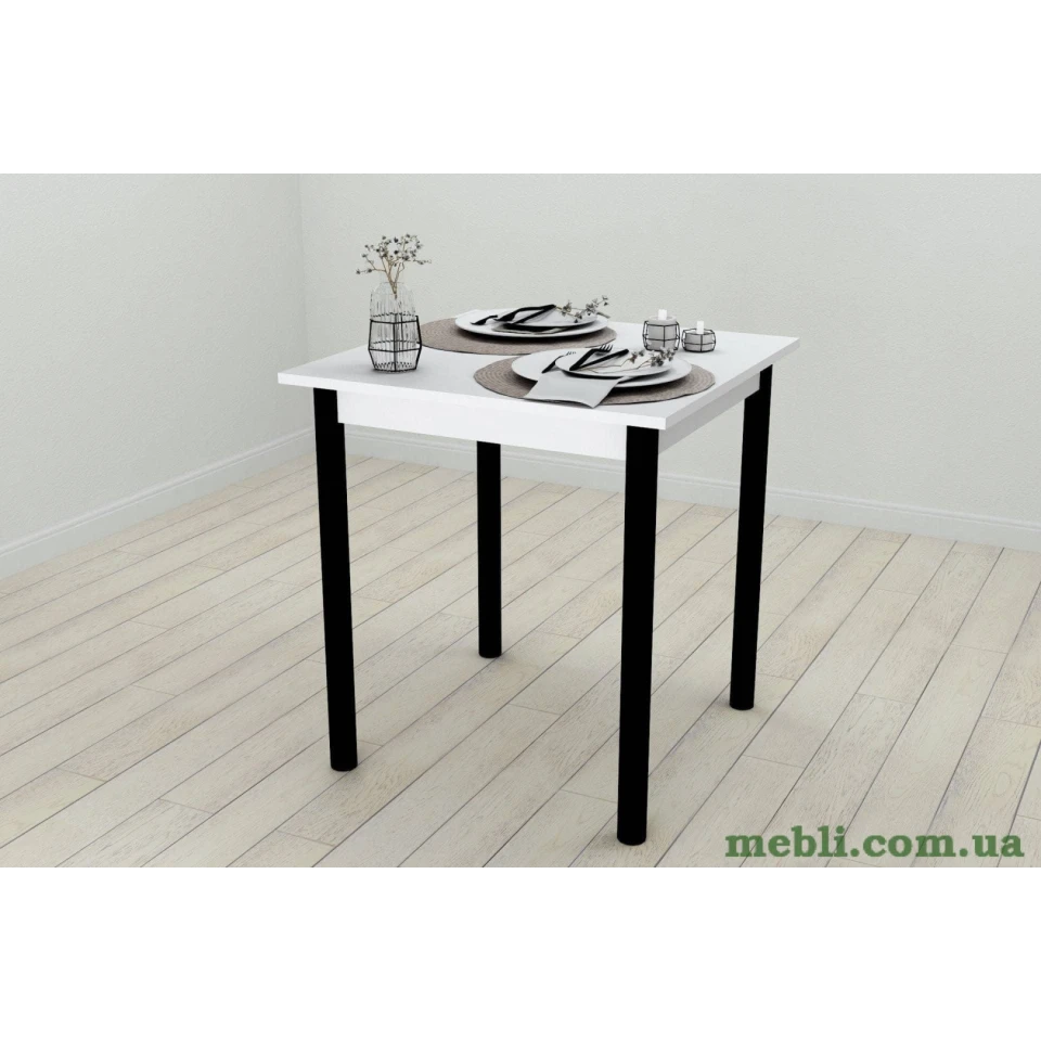 Стіл кухонний Ferrum-decor Агата 75x70x70 Чорний ДСП Біле 16мм