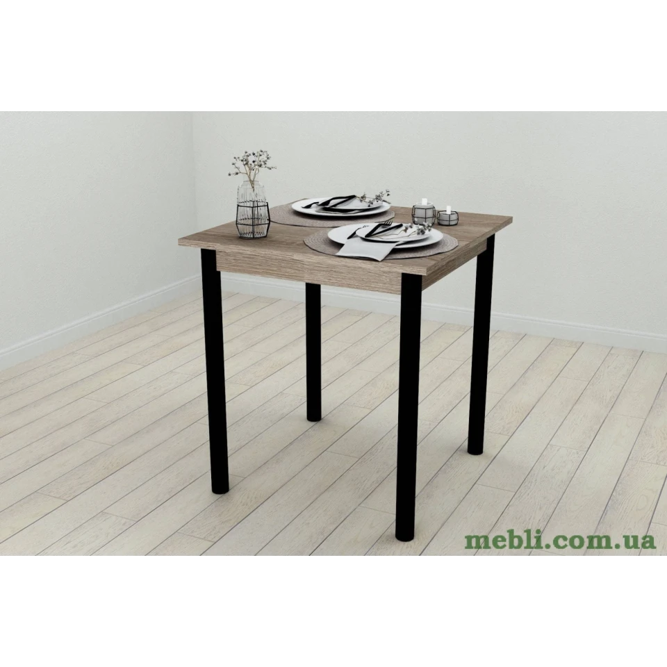 Стіл кухонний Ferrum-decor Агата 75x70x70 Чорний ДСП Сонома Трюфель 16мм