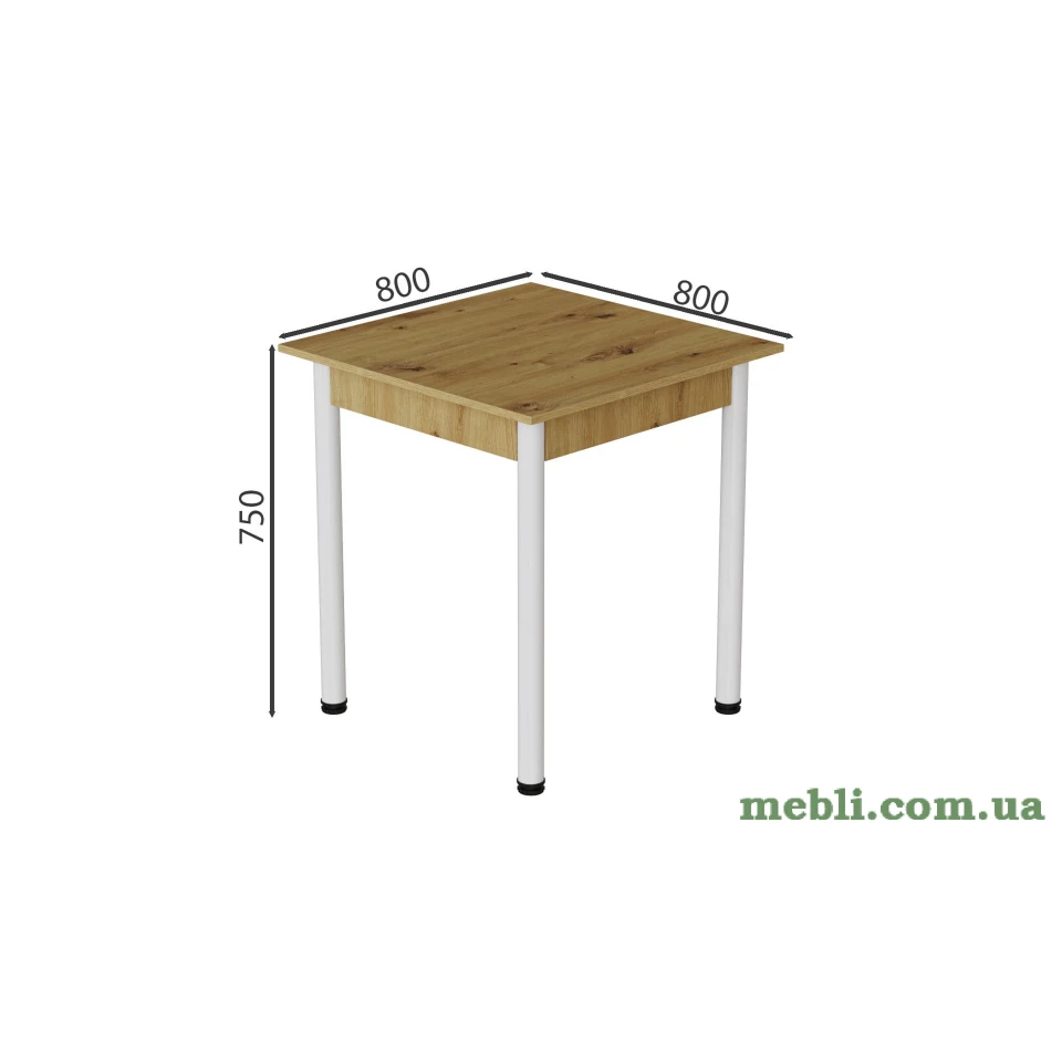 Стіл кухонний Ferrum-decor Агата 75x80x80 Білий ДСП Дуб Артизан 16мм