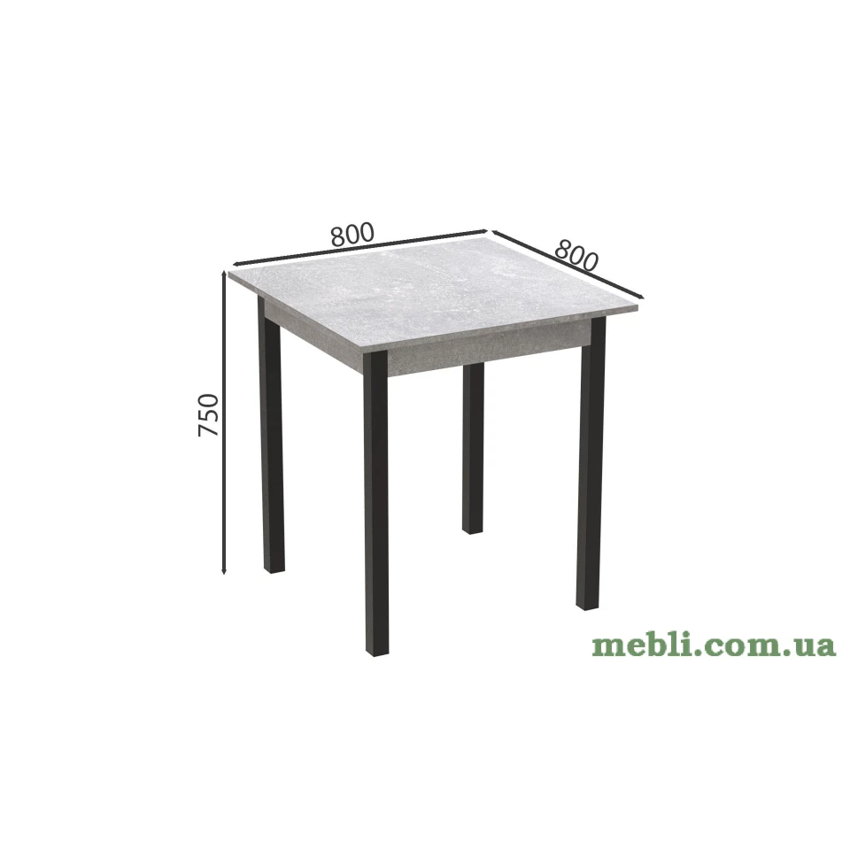 Стіл кухонний Ferrum-decor Агата 75x80x80 Чорний ДСП Бетон 16мм