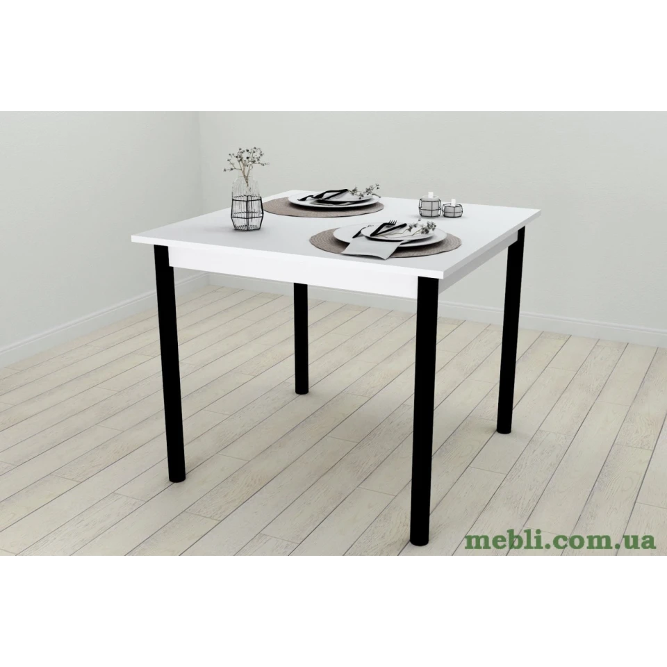 Стіл кухонний Ferrum-decor Агата 75x80x80 Чорний ДСП Біле 16мм