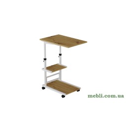 Стіл приставний Ferrum-decor Адан 62x40x60 метал Білий ДСП Дуб Артізан 16мм