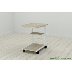 Стіл приставний Ferrum-decor Адан 62x40x60 метал Білий ДСП Дуб Сонома 16мм