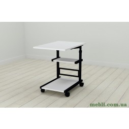 Стіл приставний Ferrum-decor Адан 62x40x60 метал Чорний ДСП Білий 16мм