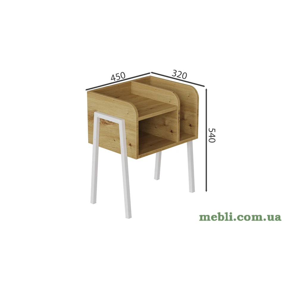 Тумба модульна Ferrum-decor Амелі 540x450x320 метал Білий ДСП Дуб Артизан