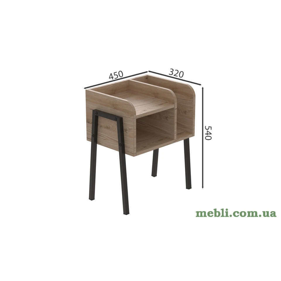 Тумба модульна Ferrum-decor Амелі 540x450x320 метал Чорний ДСП Артизан