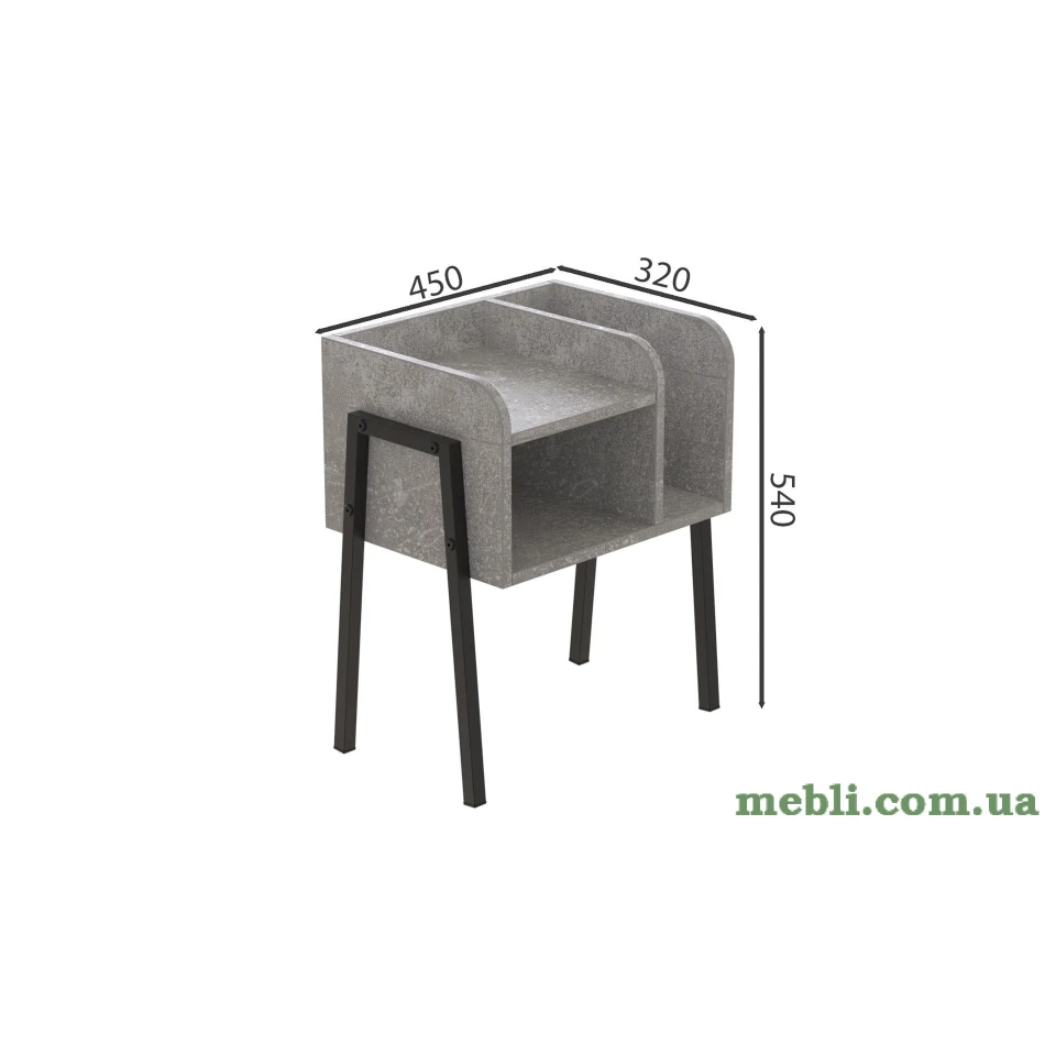 Тумба модульна Ferrum-decor Амелі 540x450x320 метал Чорний ДСП Бетон