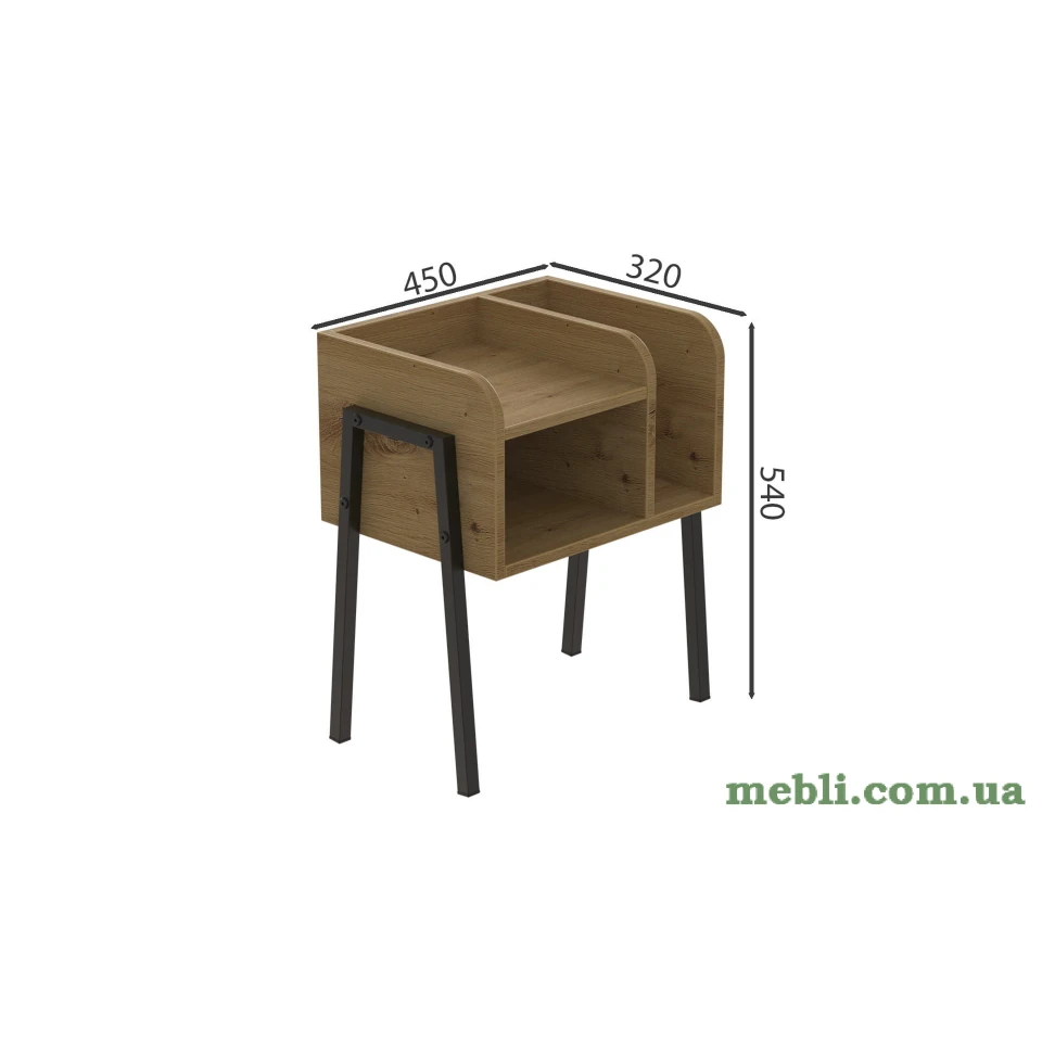 Тумба модульна Ferrum-decor Амелі 540x450x320 метал Чорний ДСП Дуб Артизан
