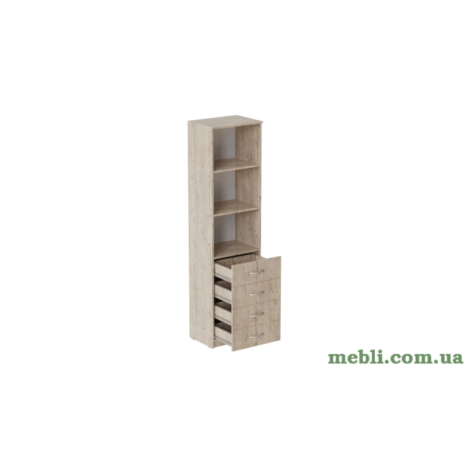 Пенал Анжело Ferrum-decor на 3 полиці з 4 ящиками 1900x500x380 ДСП Дуб Артизан