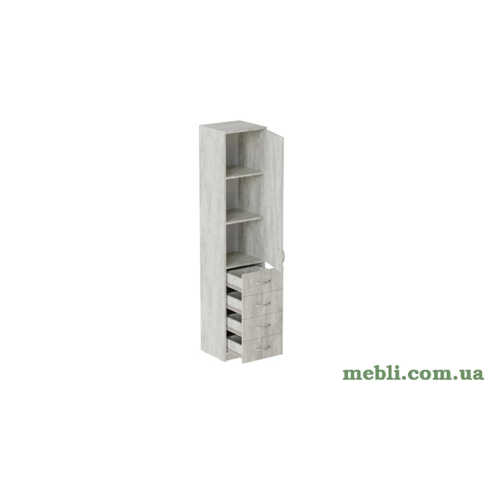 Пенал Анжело Ferrum-decor на 3 полиці з дверима та 4 ящиками 1900x400x380 ДСП Бетон