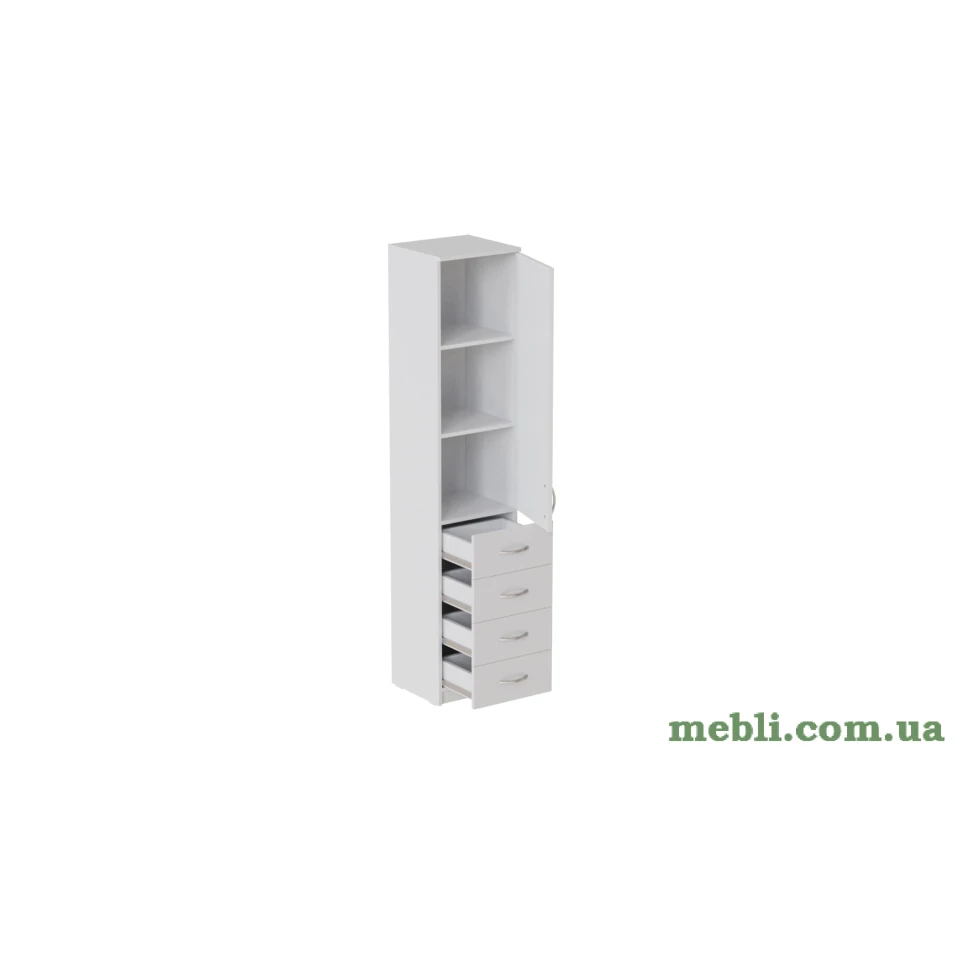 Пенал Анжело Ferrum-decor на 3 полиці з дверима та 4 ящиками 1900x400x380 ДСП Білий