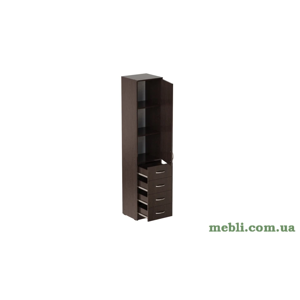 Пенал Анжело Ferrum-decor на 3 полиці з дверима та 4 ящиками 1900x400x380 ДСП Венге Магія