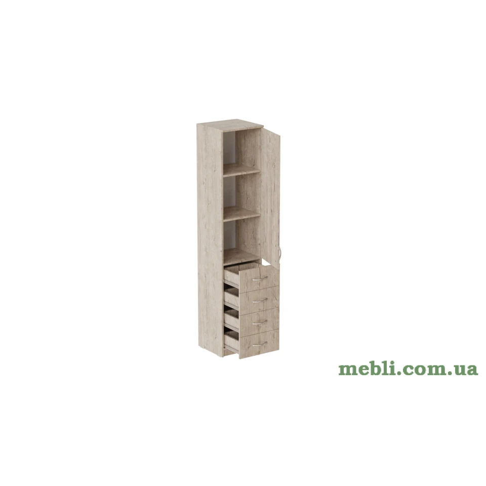Пенал Анжело Ferrum-decor на 3 полиці з дверима та 4 ящиками 1900x400x380 ДСП Дуб Артизан