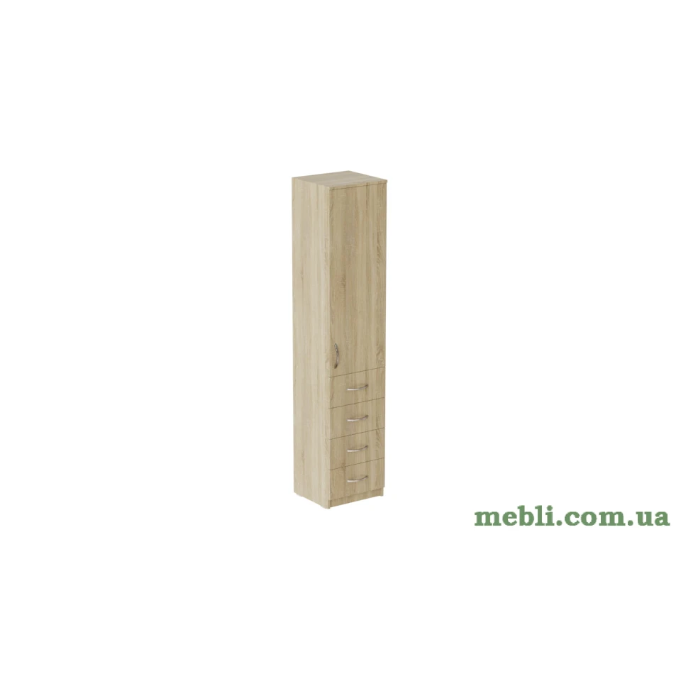 Пенал Анжело Ferrum-decor на 3 полиці з дверима та 4 ящиками 1900x400x380 ДСП Дуб Сонома