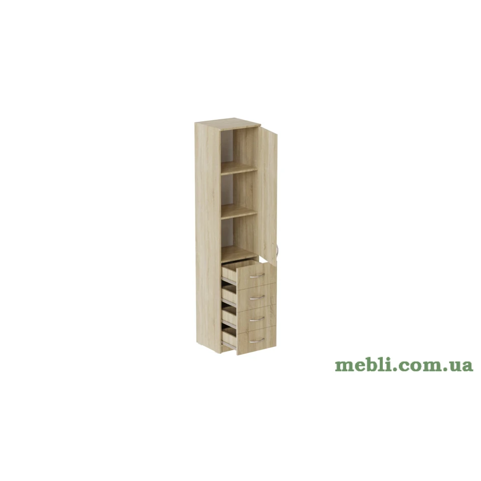 Пенал Анжело Ferrum-decor на 3 полиці з дверима та 4 ящиками 1900x400x380 ДСП Дуб Сонома