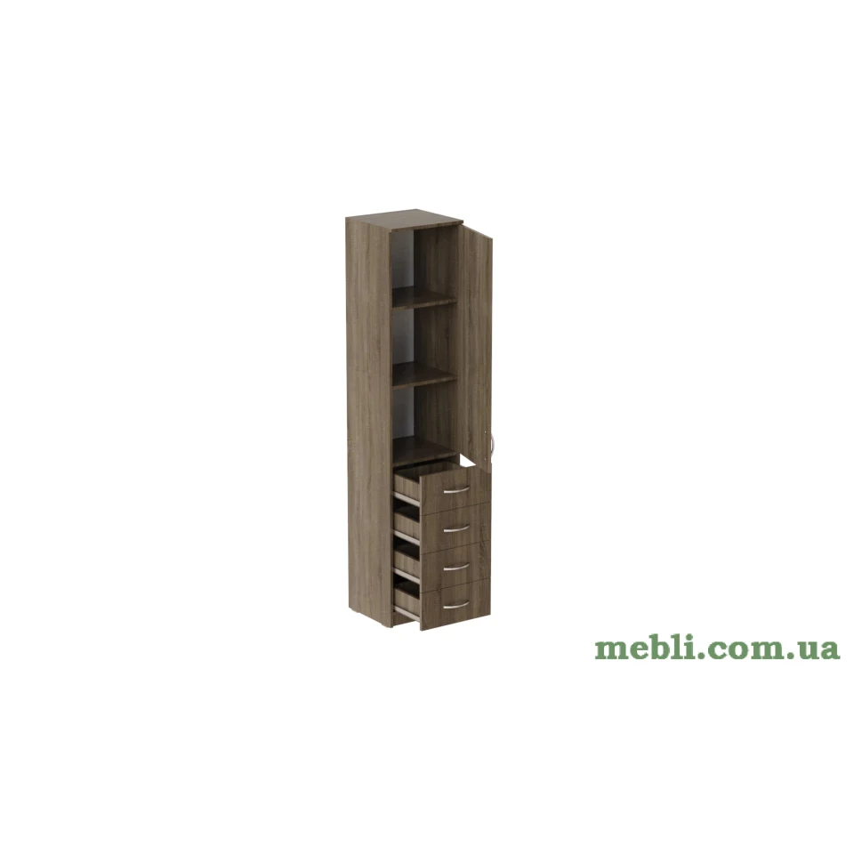 Пенал Анжело Ferrum-decor на 3 полиці з дверима та 4 ящиками 1900x400x380 ДСП Дуб Сонома Трюфель