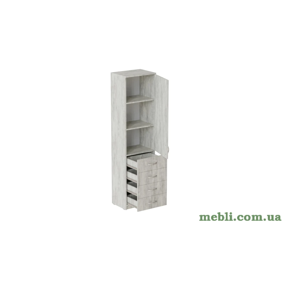 Пенал Анжело Ferrum-decor на 3 полиці з дверима та 4 ящиками 1900x500x380 ДСП Бетон