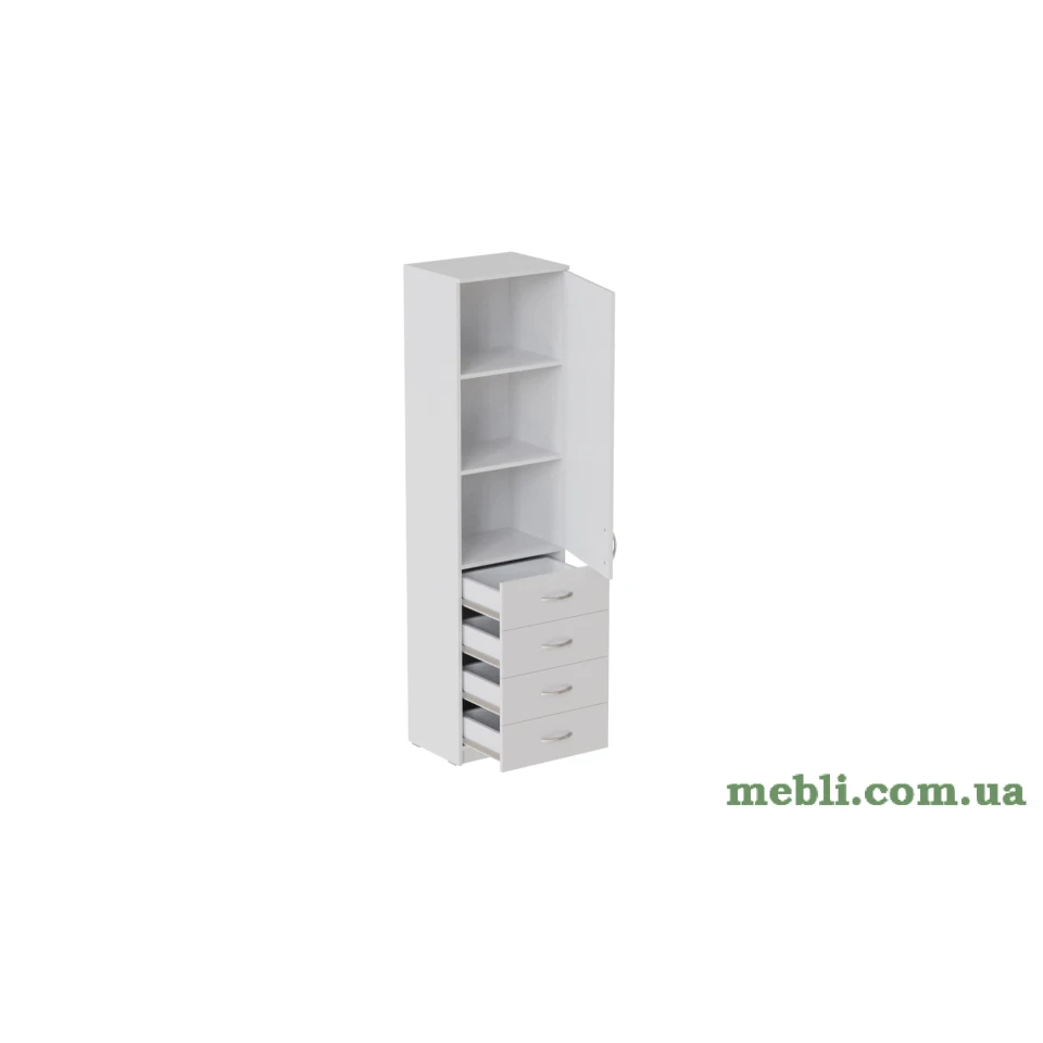 Пенал Анжело Ferrum-decor на 3 полиці з дверима та 4 ящиками 1900x500x380 ДСП Білий