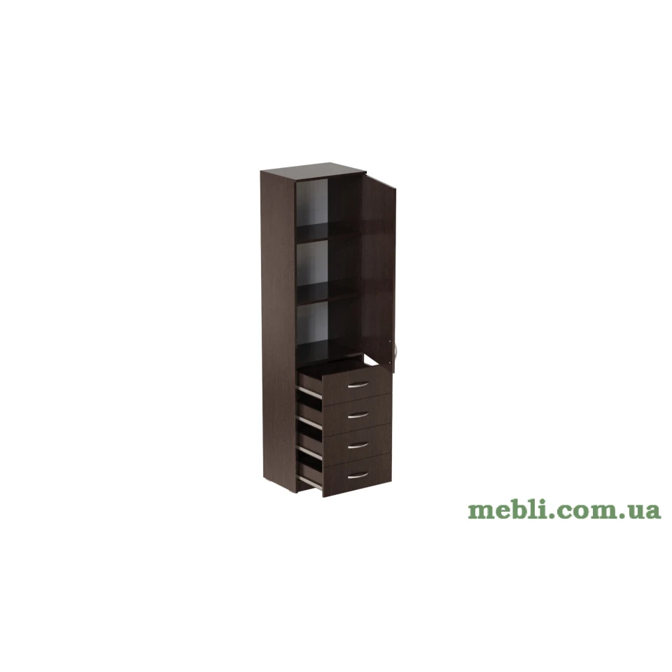 Пенал Анжело Ferrum-decor на 3 полиці з дверима та 4 ящиками 1900x500x380 ДСП Венге Магія