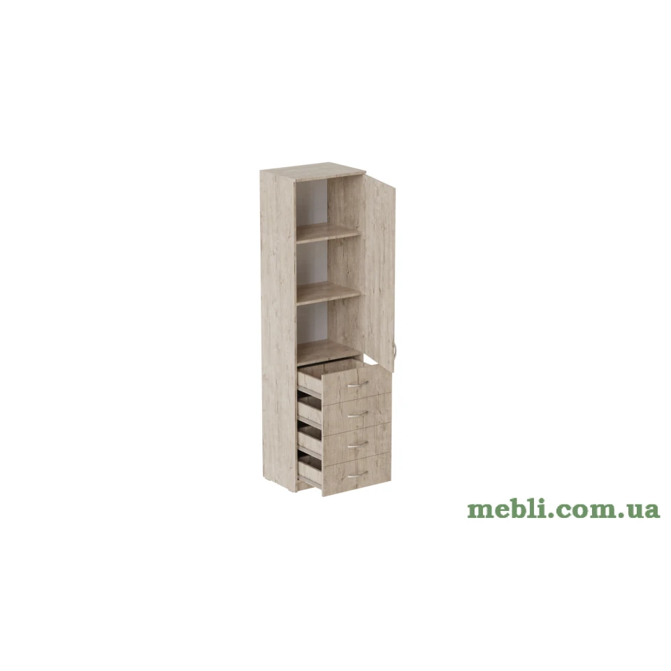 Пенал Анжело Ferrum-decor на 3 полиці з дверима та 4 ящиками 1900x500x380 ДСП Дуб Артизан