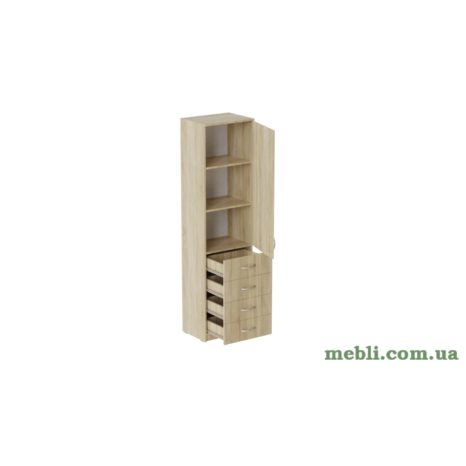 Пенал Анжело Ferrum-decor на 3 полиці з дверима та 4 ящиками 1900x500x380 ДСП Дуб Сонома