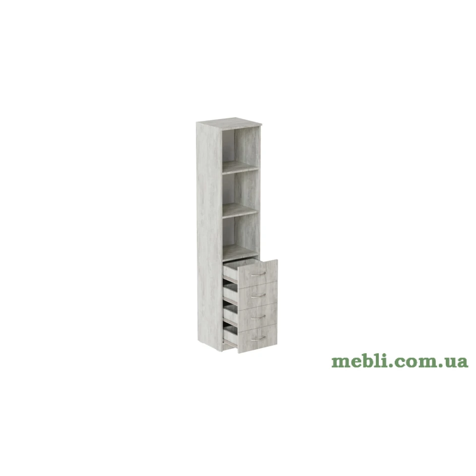 Пенал Анжело Ferrum-decor на 3 полиці із 4 ящиками 1900x400x380 ДСП Бетон
