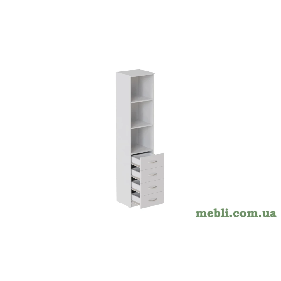 Пенал Анжело Ferrum-decor на 3 полиці із 4 ящиками 1900x400x380 ДСП Білий