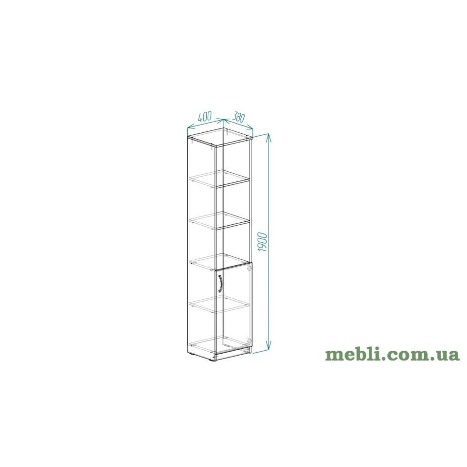 Пенал Анжело Ferrum-decor на 4 полиці з 1 дверима 1900x400x380 ДСП Бетон