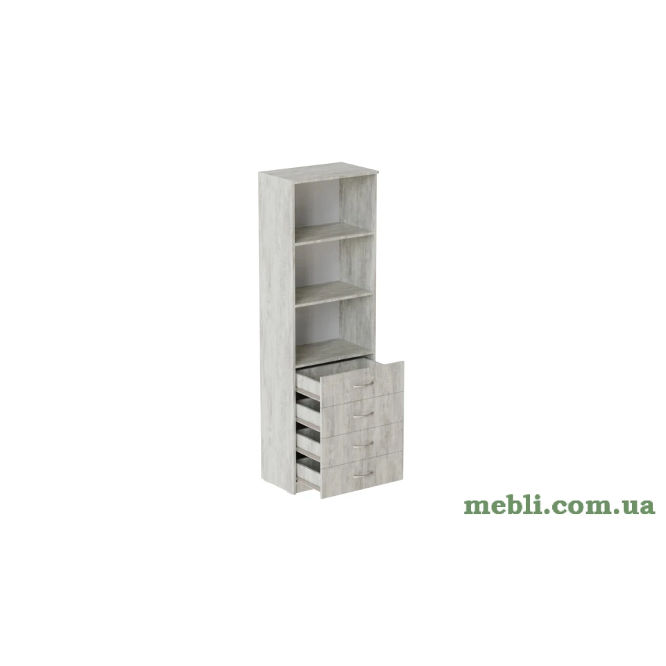 Шафа Анжело Ferrum-decor на 3 полиці з 4 ящиками 1900x600x380 ДСП Бетон