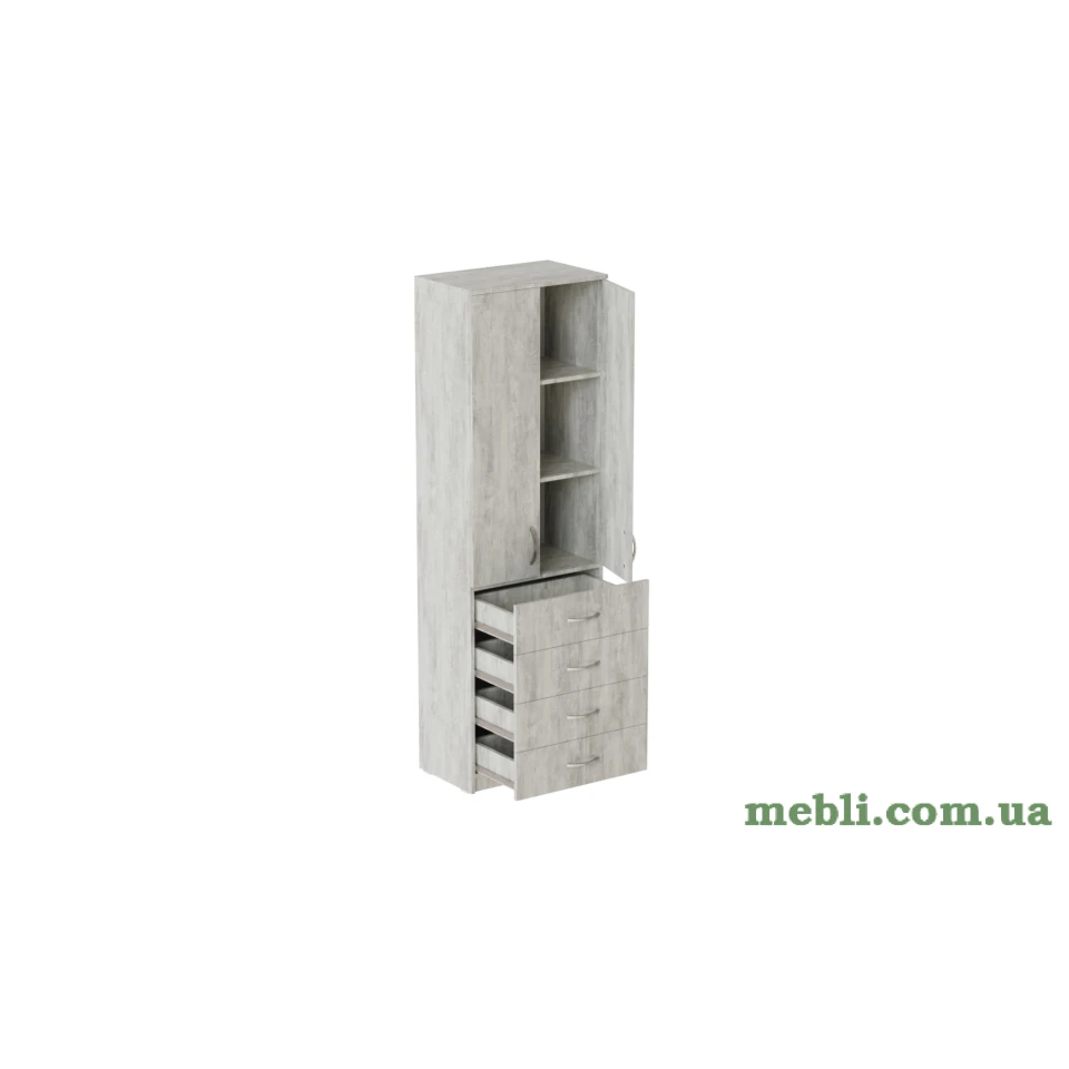 Шафа Анжело Ferrum-decor на 3 полиць з 2 дверима та 4 ящики 1900x600x380 ДСП Бетон