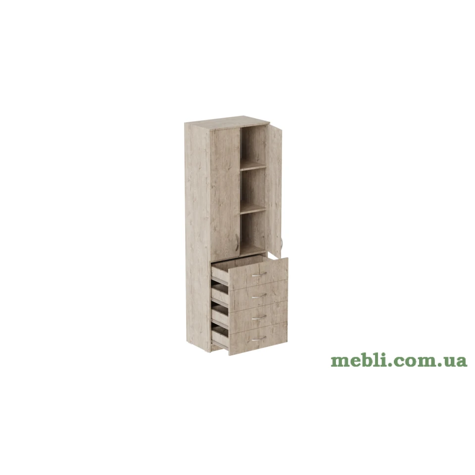 Шафа Анжело Ferrum-decor на 3 полиць з 2 дверима та 4 ящики 1900x600x380 ДСП Дуб Артизан