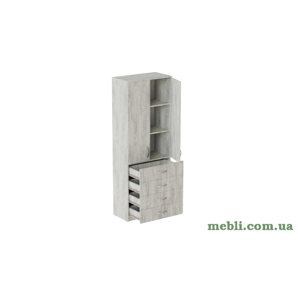 Шафа Анжело Ferrum-decor на 3 полиць з 2 дверима та 4 ящики 1900x700x380 ДСП Бетон