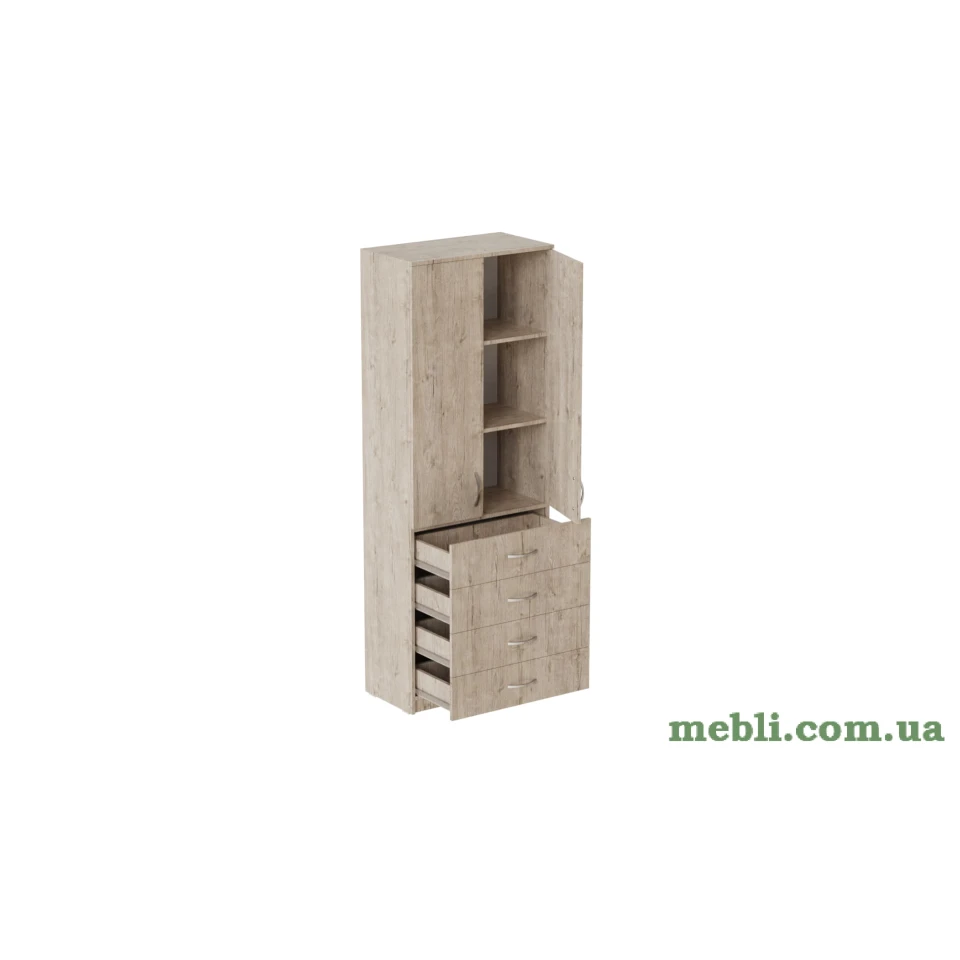 Шафа Анжело Ferrum-decor на 3 полиць з 2 дверима та 4 ящики 1900x700x380 ДСП Дуб Артизан