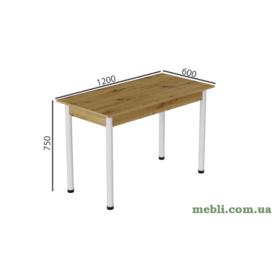 Стіл кухонний Ferrum-decor Беніта 75x120x60 Білий ДСП Дуб Артизан 16мм