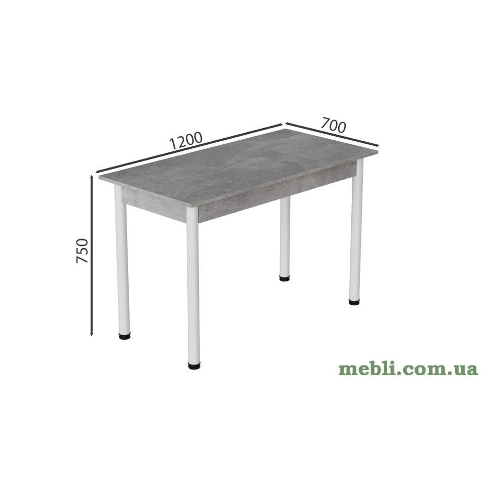 Стіл кухонний Ferrum-decor Беніта 75x120x70 Білий ДСП Бетон 16мм