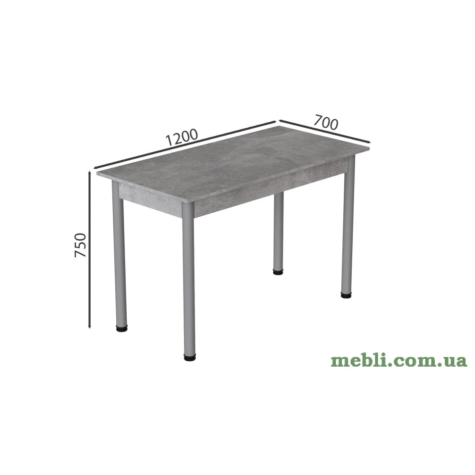 Стіл кухонний Ferrum-decor Беніта 75x120x70 Сірий ДСП Бетон 16мм
