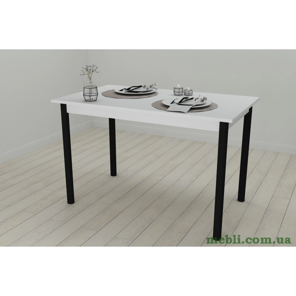 Стіл кухонний Ferrum-decor Беніта 75x120x70 Чорний ДСП Біле 16мм
