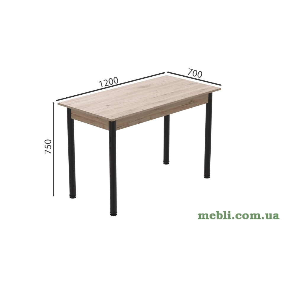 Стіл кухонний Ferrum-decor Беніта 75x120x70 Чорний ДСП Сан-Марино 16мм