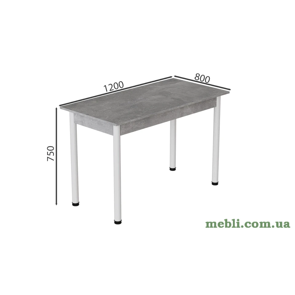 Стіл кухонний Ferrum-decor Беніта 75x120x80 Білий ДСП Бетон 16мм
