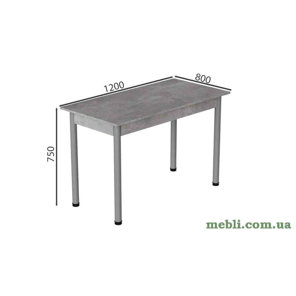 Стіл кухонний Ferrum-decor Беніта 75x120x80 Сірий ДСП Бетон 16мм
