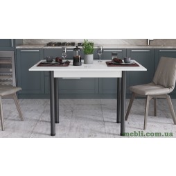 Розкладний обідній стіл-формер Берта Ferrum-decor 750x1200x900 Чорний метал ДСП Білий