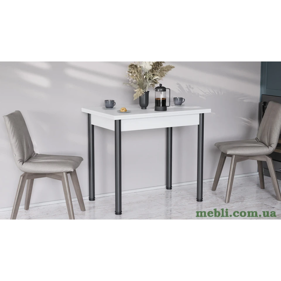 Розкладний обідній стіл-формер Берта Ferrum-decor 750x1200x900 Чорний метал ДСП Білий